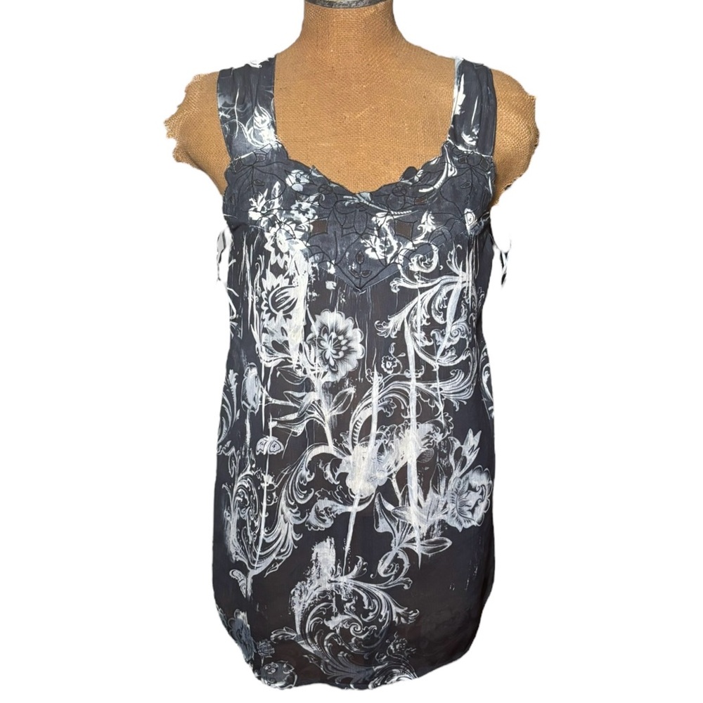 Mushka by Sienna Rose Floral Gray Sleeveless Top Size L